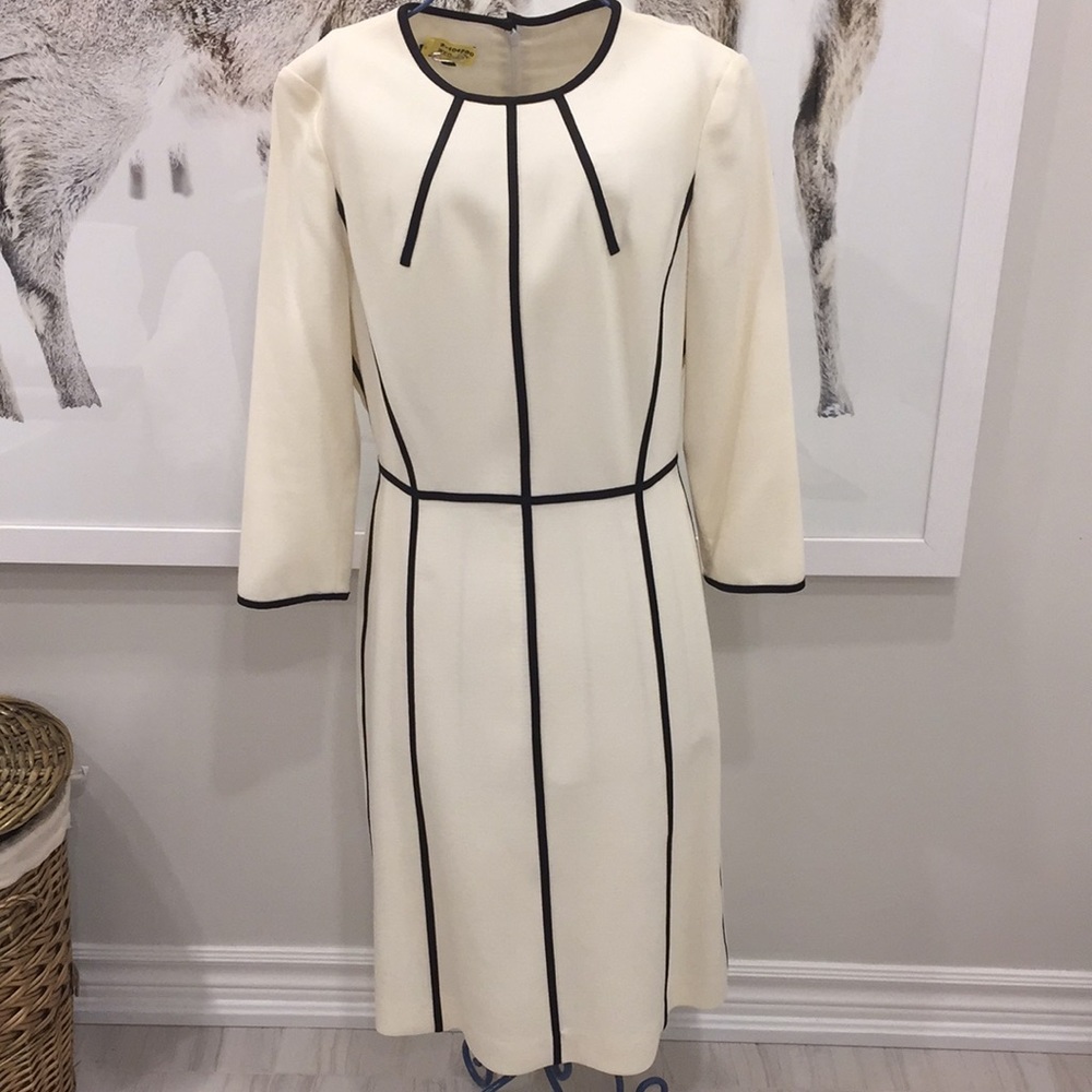 Escada Cream Dress with Black Piping